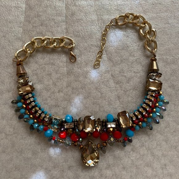 Crystal & Beaded Statement Necklace -Perfect Shape - Picture 5 of 10